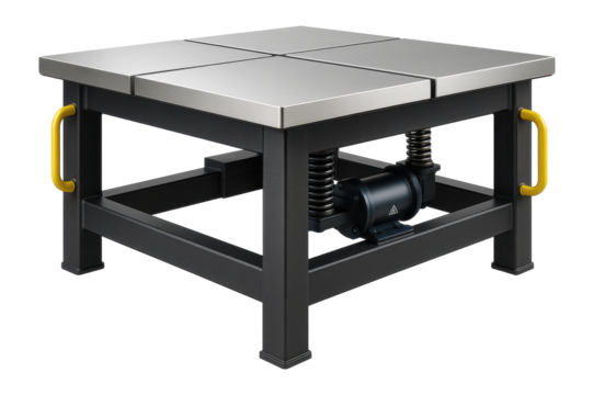 Vibration casting table with a modular design and interchangeable surface panels for a versatile production line