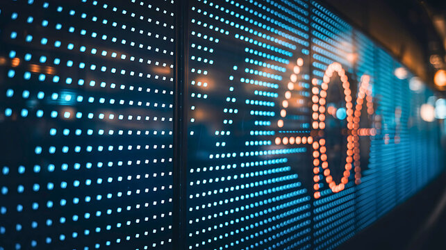 LED Light Display Abstract Pixel Art of Numbers and Technology