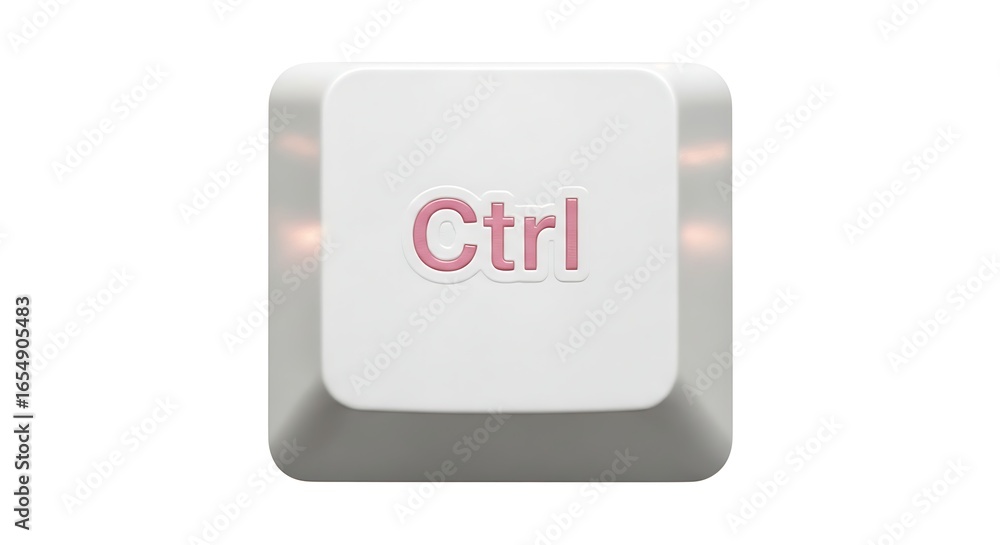 Poster control key on white background, computer keyboard button