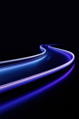 Abstract light painting of winding road with motion blur in dark scene perspective view