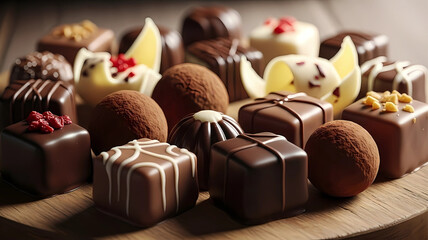 Delicious Assortment of Gourmet Chocolates A Tempting Array of Flavors and Textures