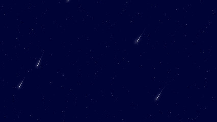 Distant meteors streak across a starry night sky