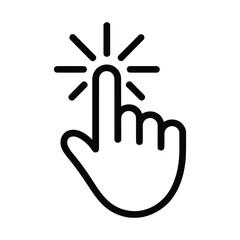 Hand cursor icon pointing and clicking with radiating lines