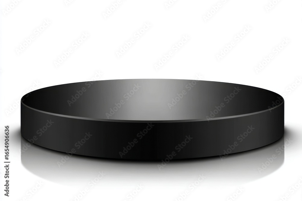 Poster minimalist black round podium stage showcase for product display in studio with white background and