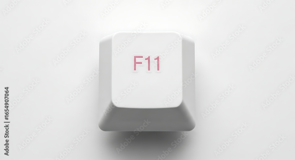 Poster close-up of a white f11 computer key on a white background