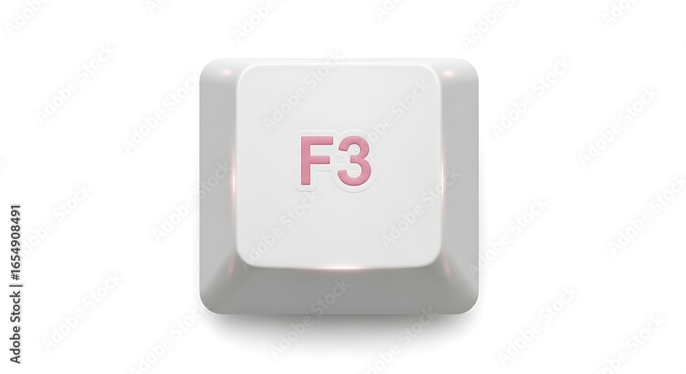 Poster f3 keycap on white background, computer keyboard key