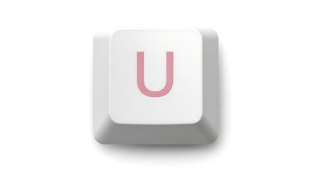 Isolated 'U' key from a computer keyboard on white