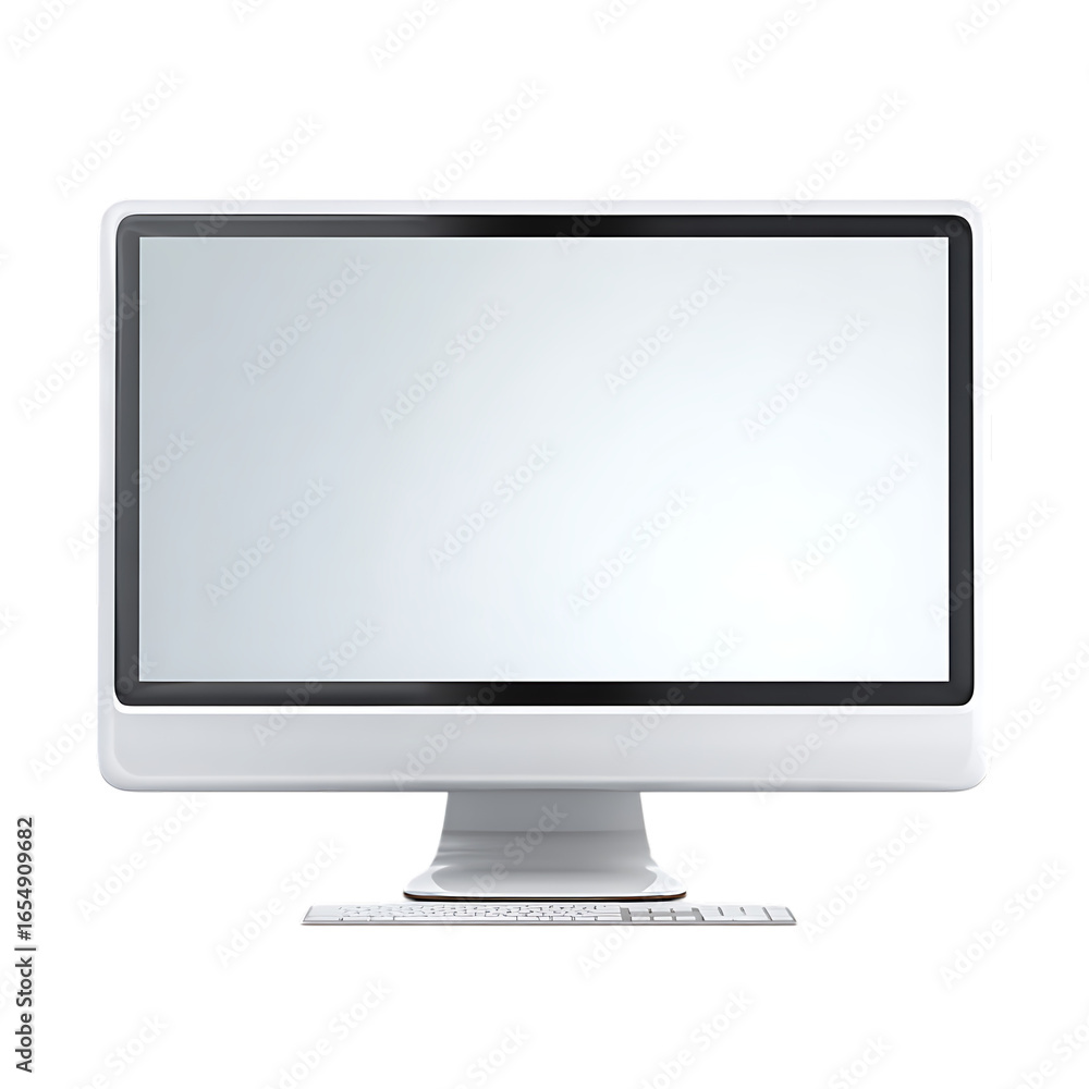Aufkleber modern white all in one computer with a blank screen isolated on transparent background