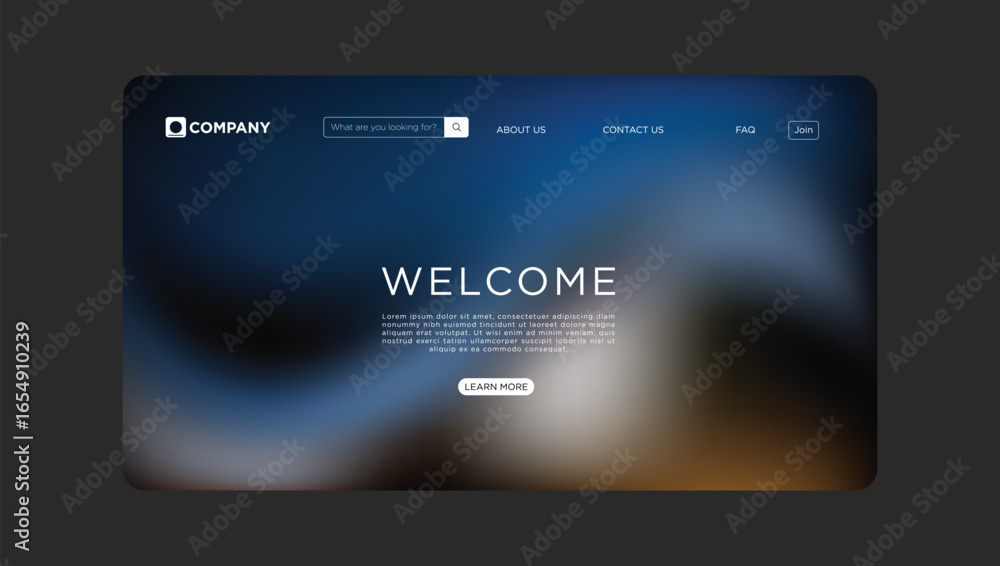 Poster clean website template design with welcoming message and easy navigation for business startups