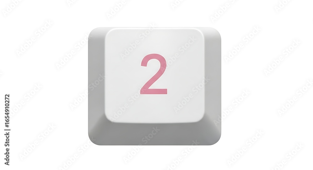 Poster keyboard key with number 2 on white background