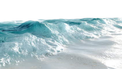 Turquoise waves crashing on a sandy shore