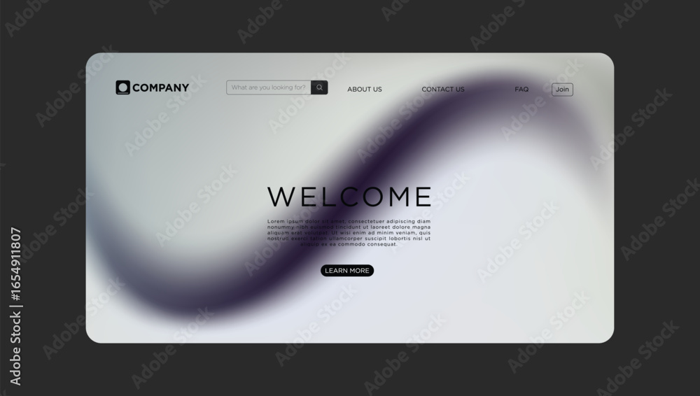Poster modern website template perfect for startups with a clean design and welcome message on a sleek inte
