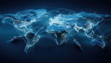 Global network of interconnected shipping lanes