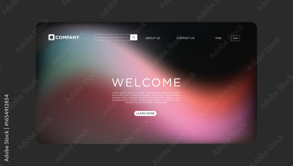 Fototapete welcome landing page template with soft gradient background for modern website design projects