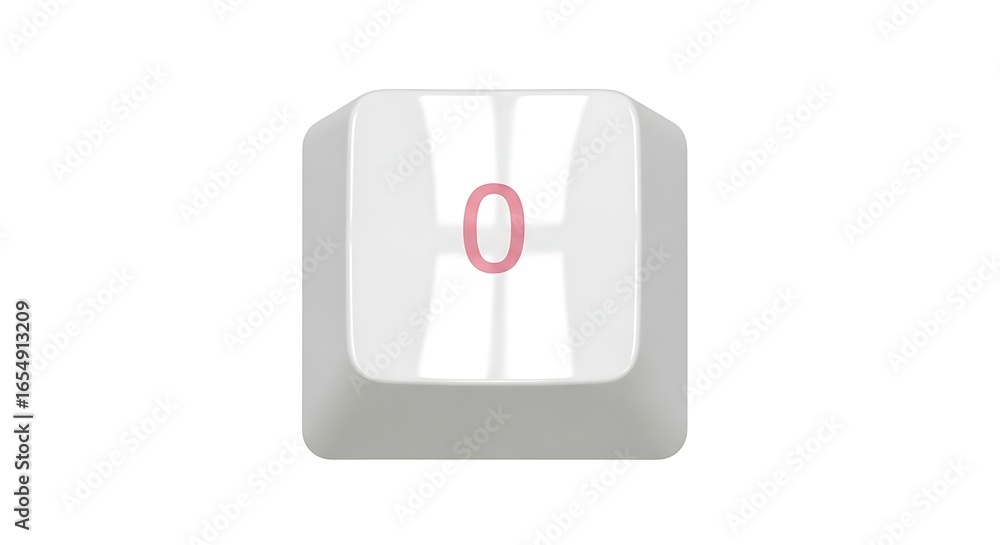 Poster computer key with number zero on white background