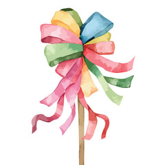 Watercolor Pastel Ribbon Wand Festive Decoration