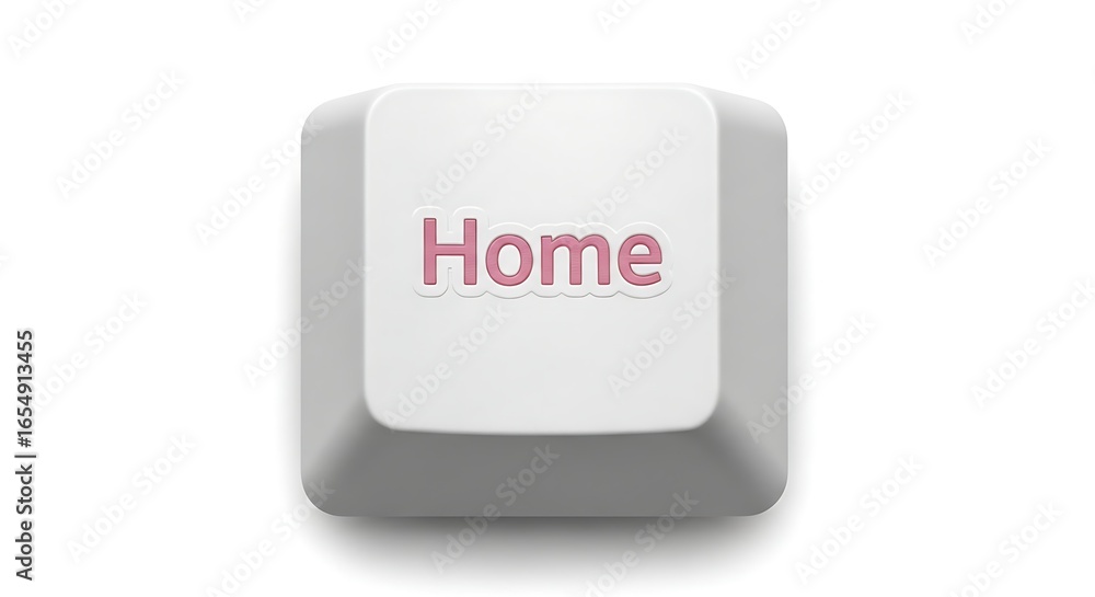 Poster home key on a white computer keyboard isolated on white background