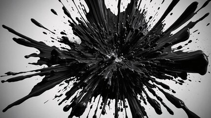 Obraz premium Dynamic explosion of black paint creating an abstract art effect.