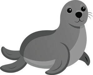 Obraz premium Cute gray seal resting on its belly smooth fur texture vector illustration