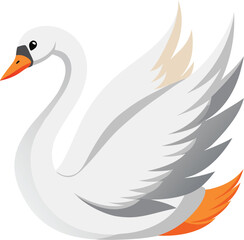 Obraz premium Elegant white swan with vibrant orange beak and feathers