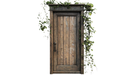 Old wooden door with vintage texture isolated on white background