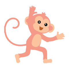 Happy Monkey Cartoon: A joyful monkey cartoon with a big smile, playful ears, and a curled tail, ready to make your designs come to life.