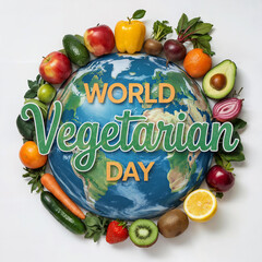 World Vegetarian Day Fresh Vegetables Vector Illustration