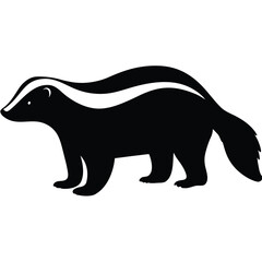 Obraz premium Black Skunk Silhouette Vector Minimalist Animal Clipart Design