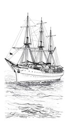 Vintage sailing vessel sketch