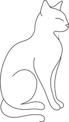 black cat vector line art 