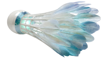 Light-blue feathered shuttlecock
