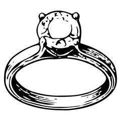 Hand-Drawn Diamond Engagement Ring Illustration