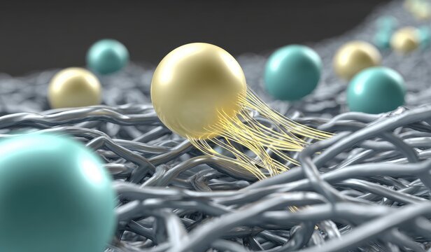 Abstract 3D render of interconnected network with spheres