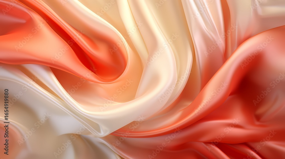 Poster red and white fabric with a flowy texture. the red and white colors create a sense of contrast and m
