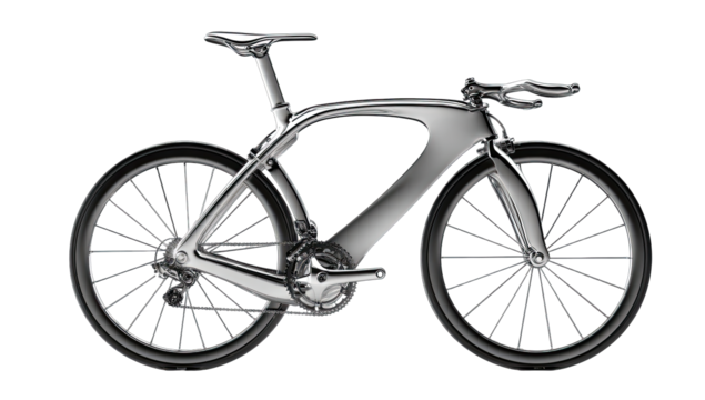 Sleek, silver racing bicycle