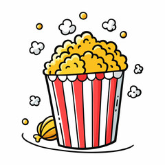 Enjoy a delightful movie night with a generous bucket of freshly popped popcorn, perfect for sharing moments of joy and relaxation.