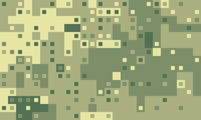 Abstract pixel art background.  Earthy green and beige tones create a textured, camouflagelike effect. Perfect for website banners, digital prints, or modern design projects.