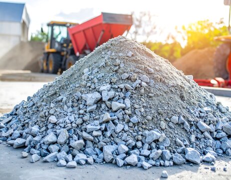 A large pile of gray gravel - Powered by Adobe