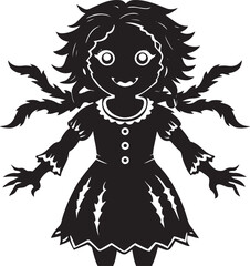 Cursed Doll Silhouette – Haunted Halloween Vector Illustration