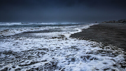 storm on the beach of Port La Nouvelle in the South of France.
