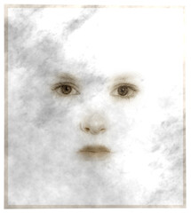 Head in the clouds female face abstract portrait