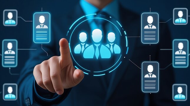 HR Business people use human resources effectively to find people who provide data management and marketing services for teamwork and professional use of technology