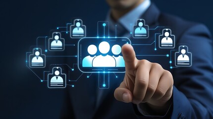 HR Business people use human resources effectively to find people who provide data management and marketing services for teamwork and professional use of technology