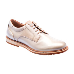 Stylish tan leather oxford shoe isolated on transparent background