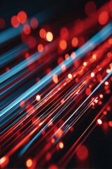 Abstract Light Streaks in Motion Blur with Red and Blue Hues Diagonal Perspective Close Up