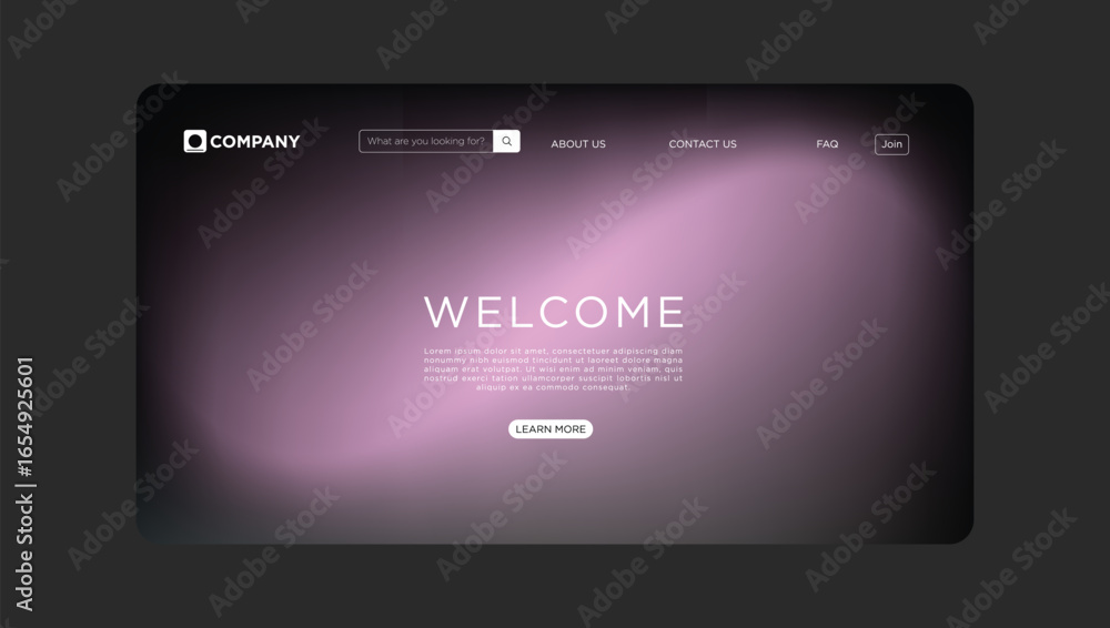 Aufkleber welcome to a modern website design with clean user interface and elegant purple backdrop