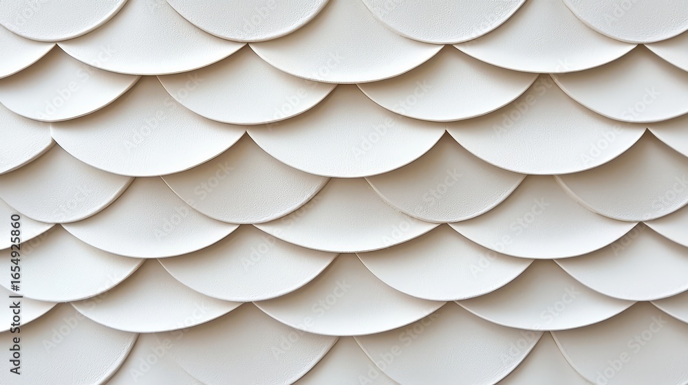 Poster series of white plates arranged in a wave-like pattern. the plates are placed in a way that creates 
