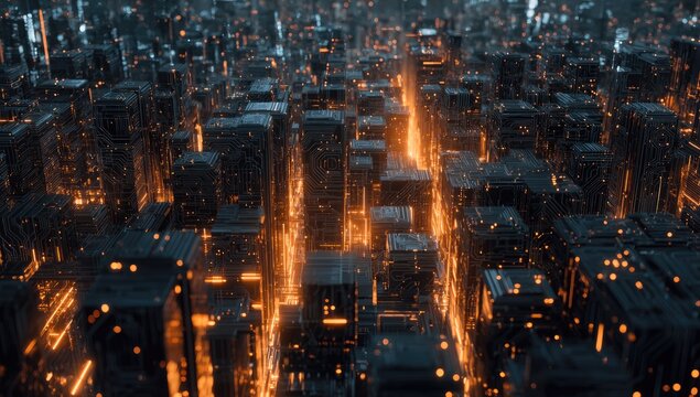 Futuristic city aerial view