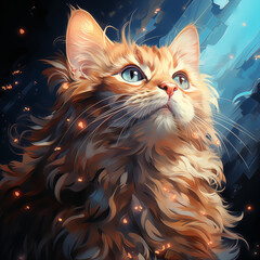 cat on a black background