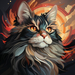 cat on a black background